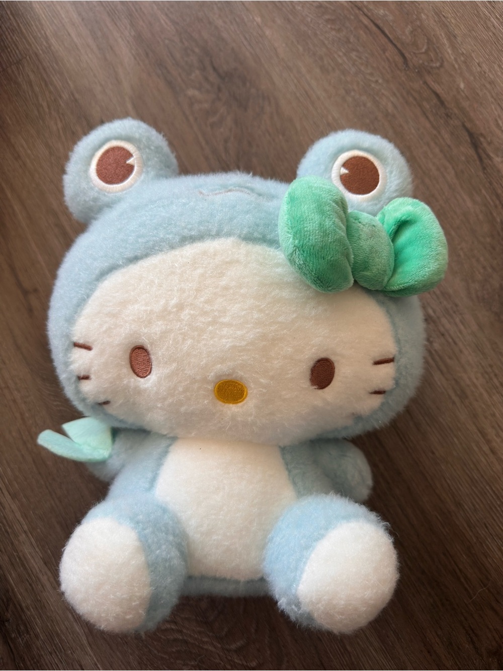Sanrio Hello Kitty Plush in Light Blue with Green Bow